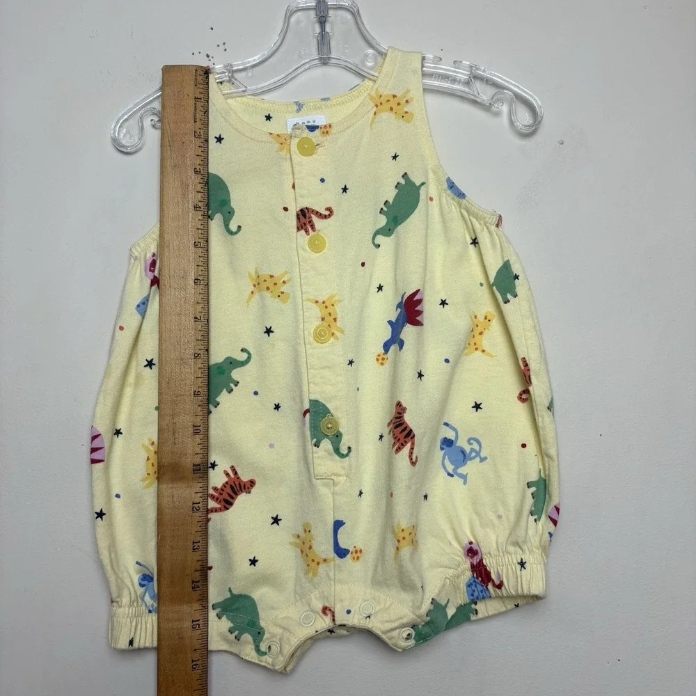 Vintage Baby Gap 90s Bubble Romper Yellow Zoo Animals Cotton‎ 3-6 Months